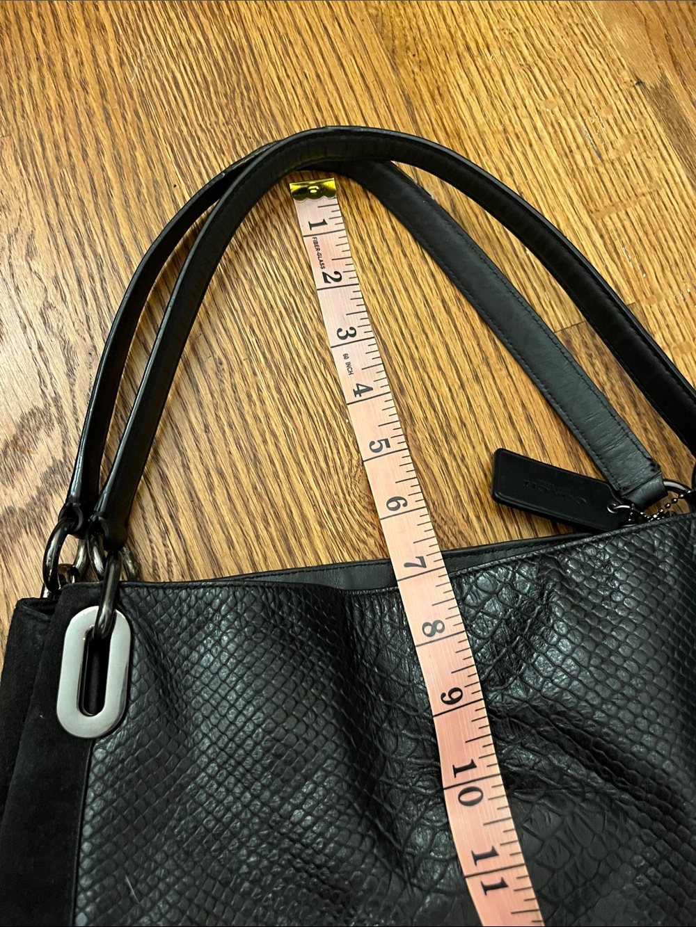 COACH BLAKE SHOULDER BAG IN EMBOSSED LEATHER F36234 ANTIQUE NICKEL/BLACK - Picture 11 of 12
